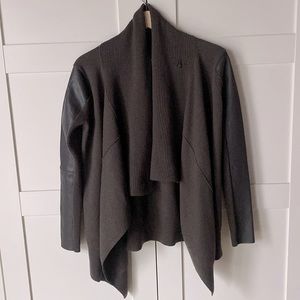 AllSaints Lucia Cardigan dark brown green XS wool and leather